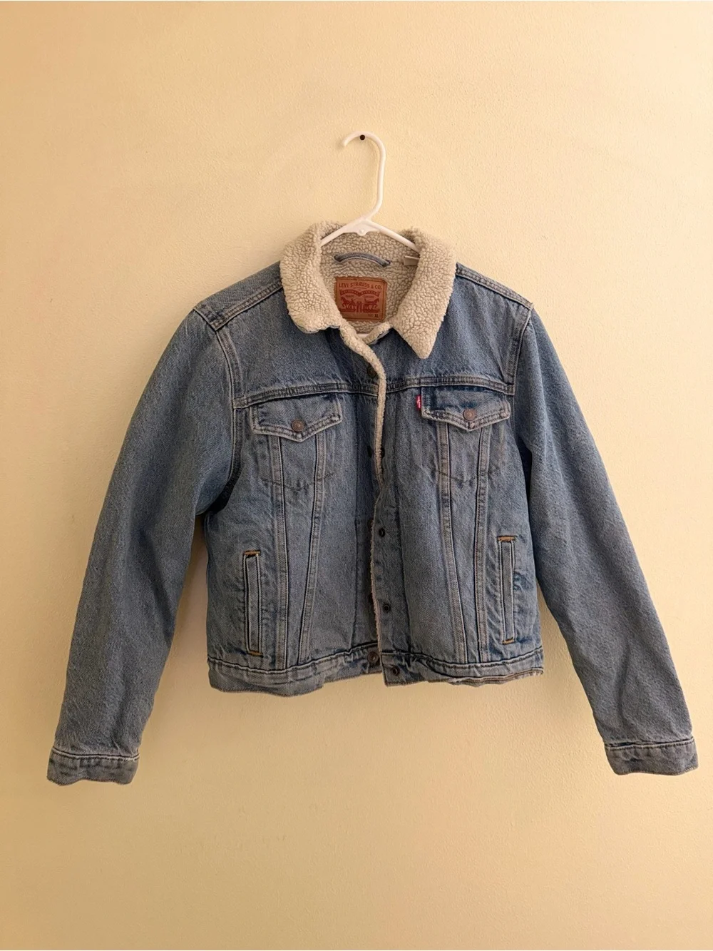 Levi's Light Blue Denim Jacket with Cream Sherpa Collar
